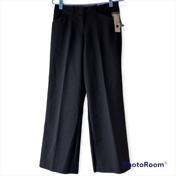 Worthington Black Modern Fit Trouser Leg Pant Size 4P - Picture 1 of 11